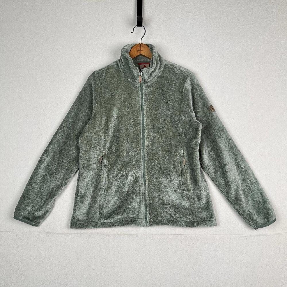 Gerry Women’s Everest Sherpa Fleece Jacket Full Zip Sea Green Large‎